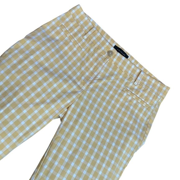 Ann Taylor Gold and White Gingham Check Ankle Cropped Pants Size 2 - Picture 9 of 9